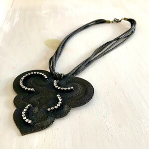 Black Soutache Statement Pendant Choker Necklace